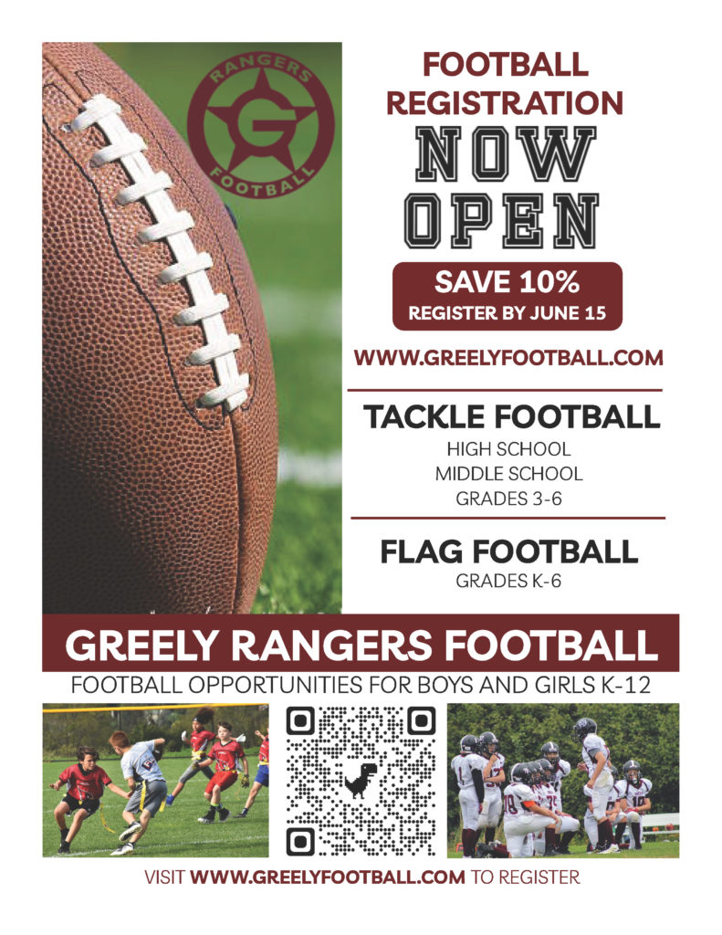 2023 Greely Football Registration Open Flyer